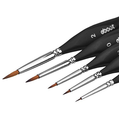 eBoot Paint Brushes Set Artist Paint Brushes Painting Supplies for Art Watercolor Acrylics Oil, 5 Pieces (Black)