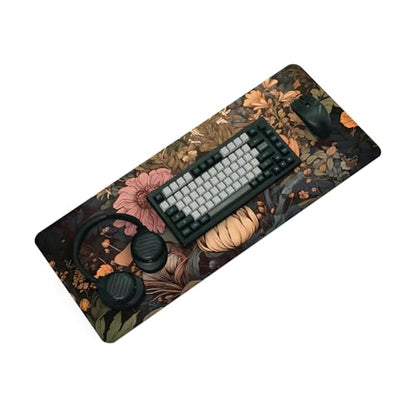 Gaming Mouse Pad with Anti-Slip Rubber Base, Extended Large Computer Mouse Mat with Stitched Edges, Long XL Anime Mousepad for Laptop and Keyboard, 31.5 x 11.8 inch (Wildflowers) - color: Wildflowers