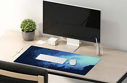 SSOIU Blue Ocean Big Turtle Desk Mat, Under The Sea Peaceful Extra Large Mouse Pad, Extended Gaming Mat 35.5" X 15.7", Large Non-Slip Rubber Base with Stitched Edges - color: Blue Ocean Big Turtle
