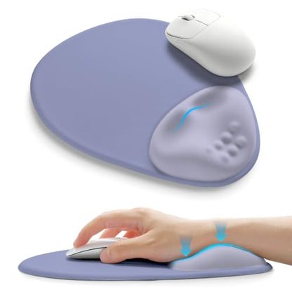 Palm-Rest and Wrist-Hugging Mouse Pad Wrist Rest, Ergonomic Wrist Support with Curve Fitting Cushioned Memory Foam for Carpal Tunnel Pain Relief, 9.9 x 8.3 Inch, Lavender Haze - color: Lavender Haze