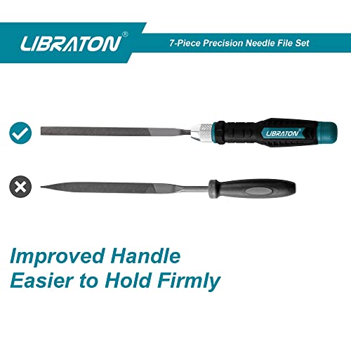 LIBRATON Needle File Set Interchangeable, Small Files, Mini Files | Wood Files, Metal Files Set, 6PCs Steel Files with Handle for Precision Metal File Work, Woodworking, Plastic Carving - style: Needle File-6PCS