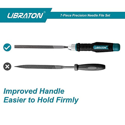 LIBRATON Needle File Set Interchangeable, Small Files, Mini Files | Wood Files, Metal Files Set, 6PCs Steel Files with Handle for Precision Metal File Work, Woodworking, Plastic Carving - style: Needle File-6PCS