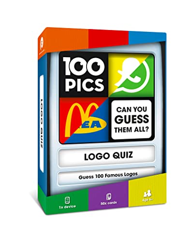 100 PICS Logos Travel Game - Guess 100 Logos | Flash Cards with Slide Reveal Case | Card Game, Gift, Stocking Stuffer | Hours of Fun for Kids and Adults | Ages 6+ - style: Logos