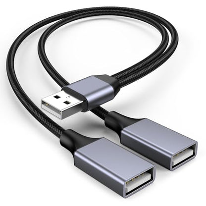 USBA Y Splitter 1 in 2 Out, USB Male to 2 Female Cable for PC, Tablet, Laptop, MacBook, Keyboard, PS4, PS5, Mouse, FlashDrive, LED, Etc. - size: 1 Pack