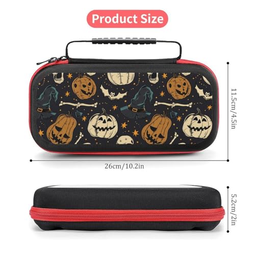AoHanan Switch Carrying Case Halloween with Pumpkins Skull Travel Protection Storage Case for Console & Accessories - Hard Shell, 20 Games Cartridges - color: Halloween with Pumpkins Skull