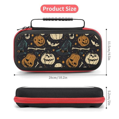 AoHanan Switch Carrying Case Halloween with Pumpkins Skull Travel Protection Storage Case for Console & Accessories - Hard Shell, 20 Games Cartridges - color: Halloween with Pumpkins Skull