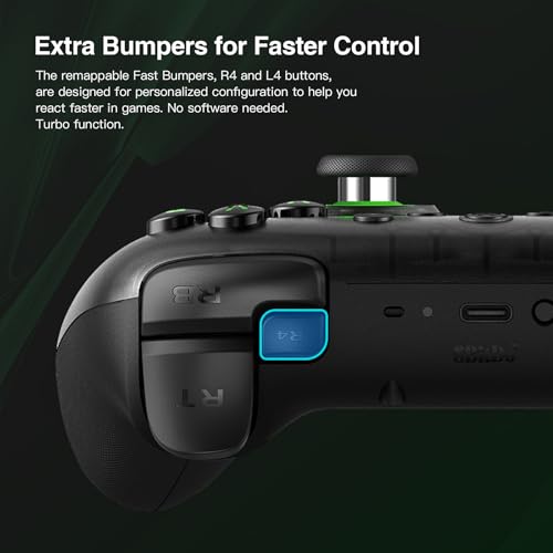 8Bitdo Ultimate 2C Wireless Controller for Windows PC and Android, with 1000Hz Polling Rate, Hall Effect Joysticks and Hall Triggers, and Remappable L4/R4 Bumpers (Transparent Black) - color: Transparent Black