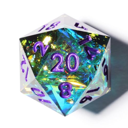 DND Resin Sharp Edge Polyhedral Dice Set,for Dungeons and Dragons RPG MTG Table Games,7 Pcs Handmade Dice Set - color: Fae's Tear