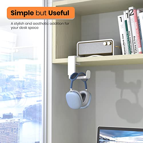 3in1 Rotating Headphone Holder - EURPMASK 3in1 PC Gaming Headset Holder w/Detachable Controller Holder, Adjustable Clamp-on Headset Stand,Headphone Hanger Hook Under Desk w/Cable Clip Organizer - color: Gaming Combo White