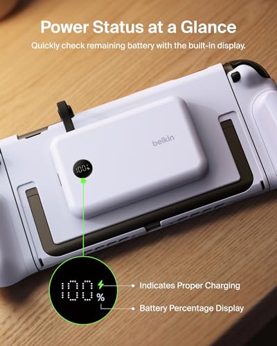 Belkin Nintendo Switch 2 Grip Charging Case with 10000mAh Power Bank 30W | Magnetically Attachable Custom 10000mAh Power Bank with Ergonomic Nonslip Grip, Quick Release, Dockable, Built-in Kickstand - color: Lilac, style: Charging Grip