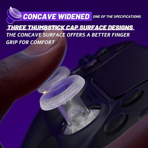 eXtremeRate ThumbsGear V3 Interchangeable Ergonomic Thumbsticks for PS5 Controller, Replacement Analog Thumb Sticks for PS4 Controller - 4 Height Adjustable Convex & Concave Grip Joysticks - Clear - color: Clear