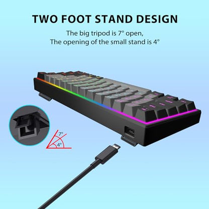 Snpurdiri 60 Percent Machanical Keyboard (Black-Grey, Red Switches) | Full Anti-Ghosting 60% Gaming Keyboard Rainbow Backlit for PC Gamer Office Business - color: Black Grey/Red Switch