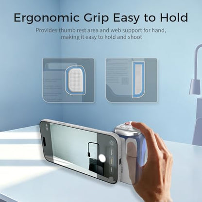 Upgraded Mag-Safe Magnetic Camera Handle Grip with Extended Magnetic Phone Mount with Carabiner & Thumb Rest, Detachable Rechargeable Shutter Remote Compatible with iPhone Pro Max for Video Calls/TK - color: Blue, size: ARCO Biner