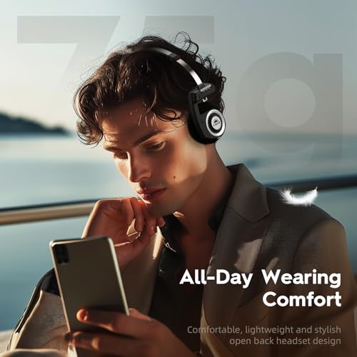 okcsc Classic On-Ear Headphones, Retro Style, BT Wireless Retro Headphones, Ultra Lightweight Retro Headsts/Bullt-in Mic/40mm Class Composite Film/BT 5.3 & Wired Two Connection Modes, BT/Black - color: Black, size: Bluetooth