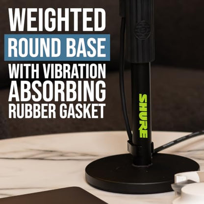 Shure by Gator Round Base Desktop Mic Stand with Standard Height-Adjustable Twist Clutch and 6" Base; (SH-DESKTOP1) - style: Standard