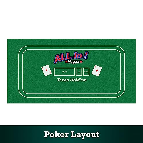 STERLING Games Poker Blackjack Craps Felt Layout, 72" x 36" Double Sided Mat for Casino Style Home Gaming Table Top Cover Cloth Mat