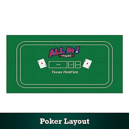 STERLING Games Poker Blackjack Craps Felt Layout, 72" x 36" Double Sided Mat for Casino Style Home Gaming Table Top Cover Cloth Mat