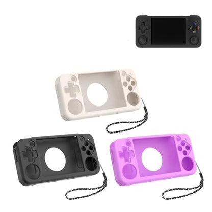 Silicone Protective Case for ANBERNIC RG35XX H Retro Handheld Gaming Console, Soft Sleeve Cover Protector Anti-Bump and Anti-Drop Full Protection, with Lanyard (Purple) - color: Purple
