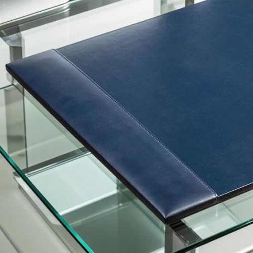 Dacasso Bonded Pad with Side Rails Luxury Leather Desk Blotter for Writing, 30 x 18 (Navy Blue) - color: Navy Blue