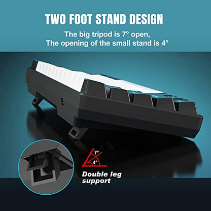 Snpurdiri 60% Wired Mechanical Gaming Keyboard (Black-White, Red Switches) | Ice Blue LED Backlit 61 Keys Mini Wired Office Keyboard for Windows Laptop PC Mac - color: Black White(Ice Blue Light)/Red Switch