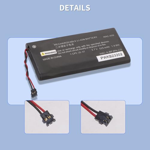 2 Pack HAC-006 Battery, Upgraded 525mAh Replacement JoyCon Battery for Nintendo Switch HAC-015 HAC-016 Left & Right Joy-Con Controller