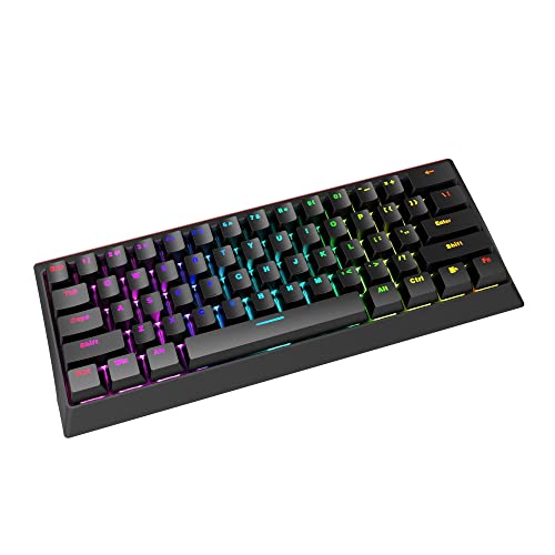 MARVO KG962 Mechanical Gaming Keyboard - 60 Percent Compact Format, Rainbow Backlit, Full Anti Ghosting with N Key Rollover, Red Switches, UK Layout