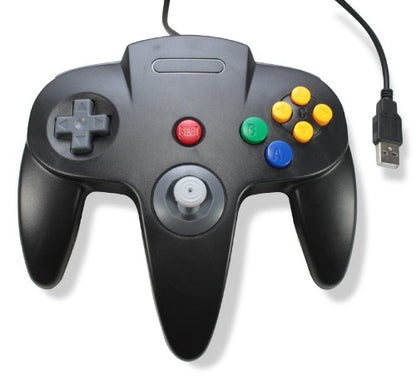 Classic Retro N64 Bit USB Wired Controller for PC and MAC - Black