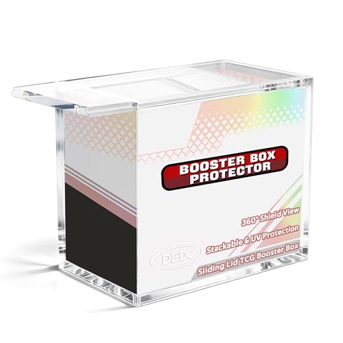 DEDC 1 Pack Acrylic Booster Box Case Magnetic Lid 6 mm Clear | 99% UV Protection with 6 mm Clear Acrylic for Standard English Booster Boxes Inner Size 14.2 X 8.3 X 12.5 cm - size: 1 Pack Booster Box Case