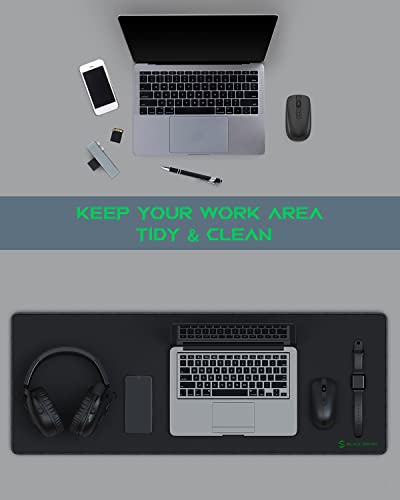 Black Shark Gaming Mouse Pad Desk Mat (31.5” x 11.8” x 0.15”) Mousepad with Superfine Fiber Surface Smooth, Non-Slip Rubber Base, Office Decor for Gamers, Office, Desk Pad Manta P2 - size: Black(31.5" x 11.8")
