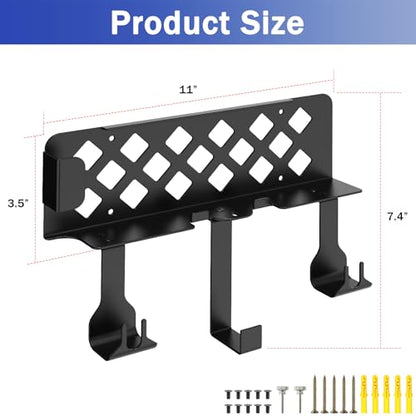 Wall Mount Bracket Compatible for PS4 Slim,PS4 Slim Wall Mount Holder | with Detachable 2 Controller Holder & Headphone Hanger,Mount on The Wall or The Back of The TV