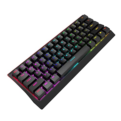 MARVO KG962 Mechanical Gaming Keyboard - 60 Percent Compact Format, Rainbow Backlit, Full Anti Ghosting with N Key Rollover, Red Switches, UK Layout