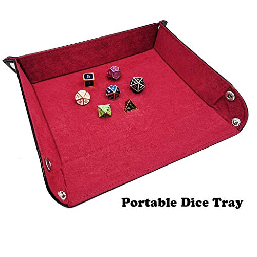 2 Pieces Dice Holder Dice Rolling Tray Double Sided PU Leather and Velvet Folding Tray Dice Pad for Dice Gaming and Other Table Games (Purple & Red) - color: Purple & Red