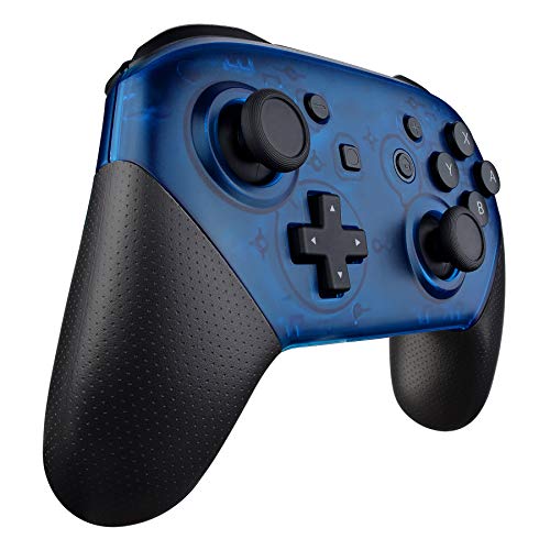 eXtremeRate Transparent Blue Faceplate and Backplate for Nintendo Switch Pro Controller, DIY Replacement Shell Housing Case for Nintendo Switch Pro - Controller NOT Included - color: Clear Blue