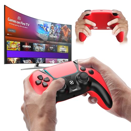 UGAME Replacement for Luna Controller, Ymir Wireless Controller for Fire TV with 2 Back Paddles Macro Turbo 1200 mAh Power Supply, Made for Luna PS4 PC, ldeal for Christmas, Red - color: Red