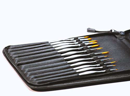 Miniature Paint Brush Set – 12 Fine Detail Brushes with Travel Case & Mini Palette | Professional Detail Brush Kit for Acrylic, Watercolor, Models, Miniatures, Crafts & Paint by Numbers