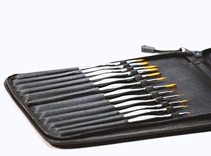 Miniature Paint Brush Set – 12 Fine Detail Brushes with Travel Case & Mini Palette | Professional Detail Brush Kit for Acrylic, Watercolor, Models, Miniatures, Crafts & Paint by Numbers