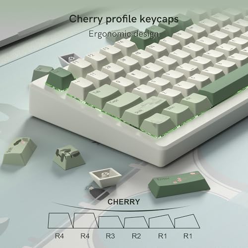 dagaladoo Matcha Green PBT keycaps Set,Cherry Profile Key caps | Retro dye-sublimation Keyboard keycaps,Custom keycaps for cherry-mx full size Retro Mechanical Keyboard,Spring Tea,134keys - color: Spring Tea Green