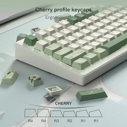 dagaladoo Matcha Green PBT keycaps Set,Cherry Profile Key caps | Retro dye-sublimation Keyboard keycaps,Custom keycaps for cherry-mx full size Retro Mechanical Keyboard,Spring Tea,134keys - color: Spring Tea Green