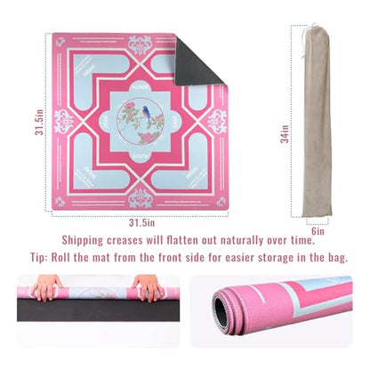 Mahjong Mat 31.5 * 31.5 Inch Non-Slip Noise Reduction, American Mahjong Mat for Table with Bag, Waterproof Surface Mah Jongg Mats for Poker, Card, Dominoes, Board & Tile Games - color: Pink