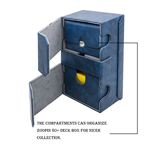 Zoopin 200 Card Deck Box for MTG ,CCG,TCG,Yugioh...With Two Built-in Life Counters and Two Card-trays plus one Dice/Token Tray (Blue ) … - color: Blue