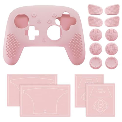PlayVital Silicone Cover Skin for Nintendo Switch 2 Pro Controller – 3D Studded Edition Anti-Slip Grip Protector Case for Switch 2 Pro with Button Cap, Thumb Grips & Sticker - Cherry Blossoms Pink - color: Cherry Blossoms Pink