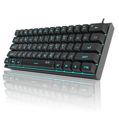 MageGee Mini 60% Gaming Keyboard, RGB Backlit 61 Key Ultra-Compact Keyboard, TS91 Ergonomic Waterproof Mechanical Feeling Office Computer Keyboards for PC, MAC, PS4, Xbox ONE Gamer(Black) - color: Black