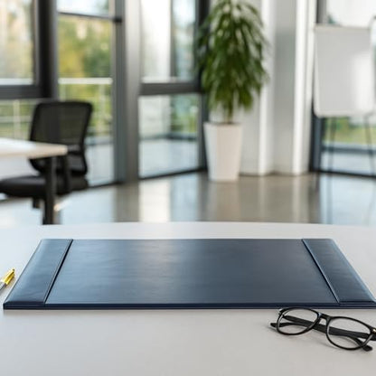 Dacasso Bonded Pad with Side Rails Luxury Leather Desk Blotter for Writing, 30 x 18 (Navy Blue) - color: Navy Blue