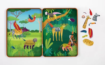 Wild Mix-Up Magnetic Build-It from Mudpuppy - Includes 2 Illustrated Background Scenes & 70+ Mix and Match Magnets, Perfect for Travel Activities on The Go!, Ages 4+