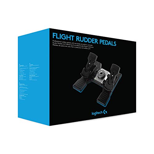 Logitech G Pro Flight Rudder Pedals | Self-centering mechanism, differential toe brakes, adjustable tension dial, part metal, PC compatible