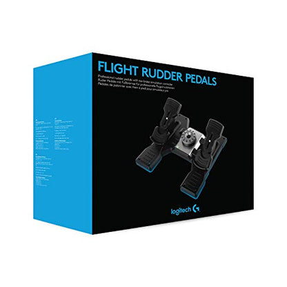 Logitech G Pro Flight Rudder Pedals | Self-centering mechanism, differential toe brakes, adjustable tension dial, part metal, PC compatible