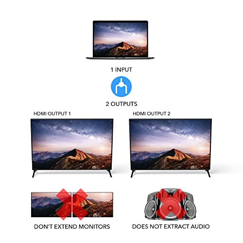 OREI HDMI Splitter 1 in 2 out - Ultra HD 4K @ 30Hz, HDCP, 3D & Full HD 1080P Support for Xbox, PS4, Blu-ray, HDTV - Adapter Included | OREI HDMI Splitter 1 in 2 out - UltraHD 4K@30Hz, HDCP, 3D & Full HD 1080P Support for Xbox, PS4, Blu-ray - Adapter Inclu