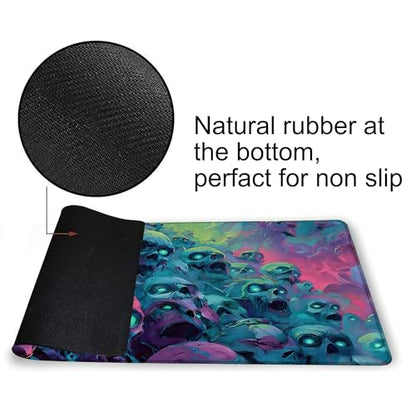 for MTG Playmat 24 x 14 Inches Fantasy Skull Magic Play Mat Card Game Mat for Magic The Gathering TCG PTCG Playmat with Free Storage Bags Non-Slip Backing and Stitched Edge - color: Fantasy Skull No With Zones