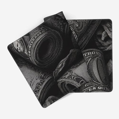 Extra Large Gaming Mouse Pad, Money Design Pattern, Black and White, 35.4 x 15.7 inches, Non-Slip Rubber Base, Stitched Edges - color: Black and White Stripe Money