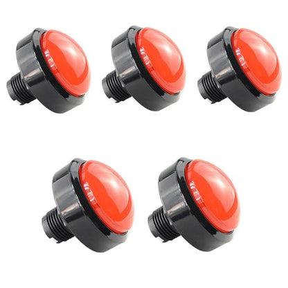 5X New 60mm Dome Shaped LED Illuminated Push Buttons for Arcade Coin Buttons Machine Operated Games DC 12V (Red) - color: Red